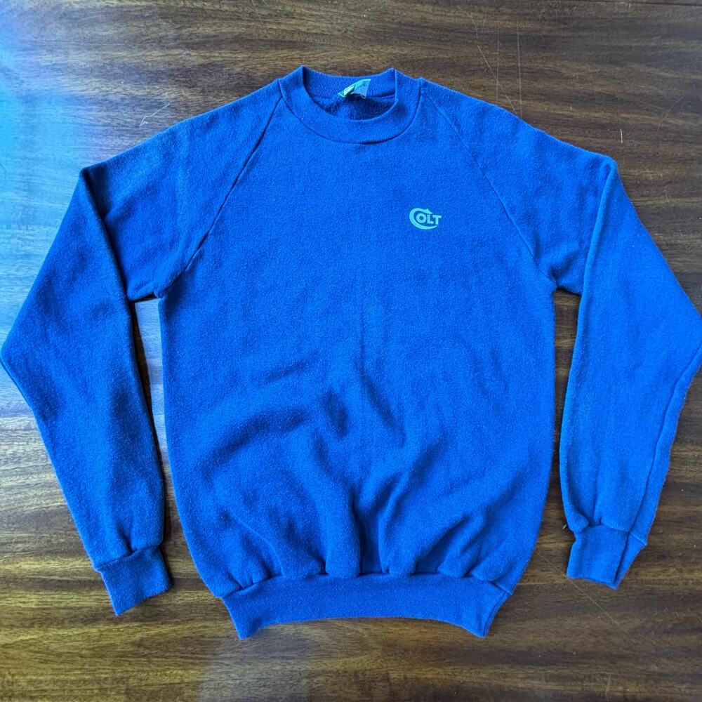 Rare Vintage Colt Guns Logo Crewneck Sweatshirt Adult Medium USA Made Blue